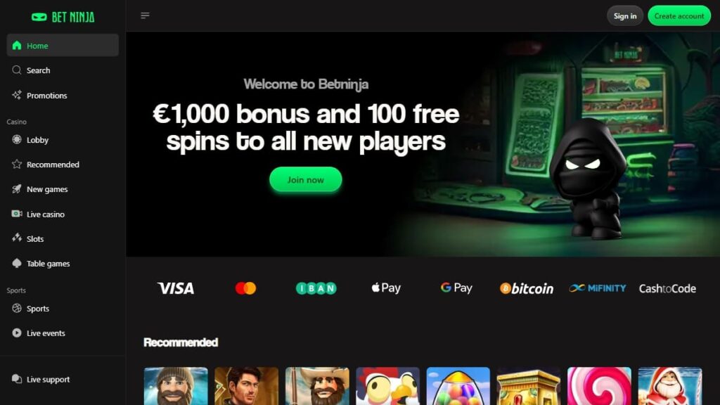 screenshot van online casino belgie betninja