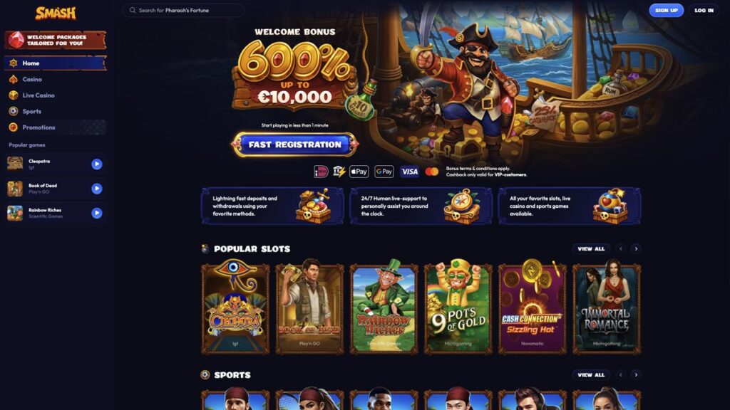 screenshot van het belgische smash casino
