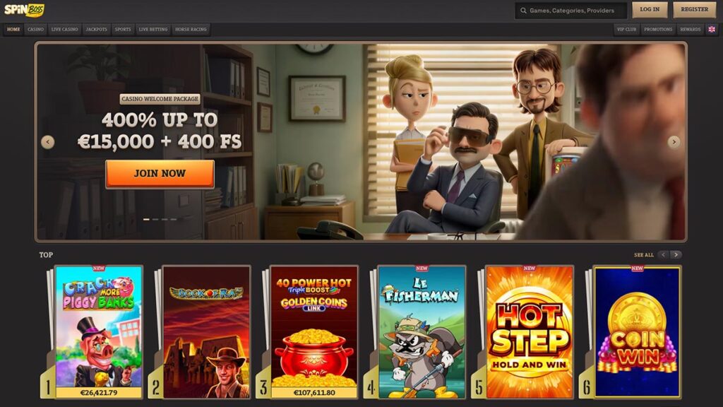 screenshot van de belgische goksite spinboss casino